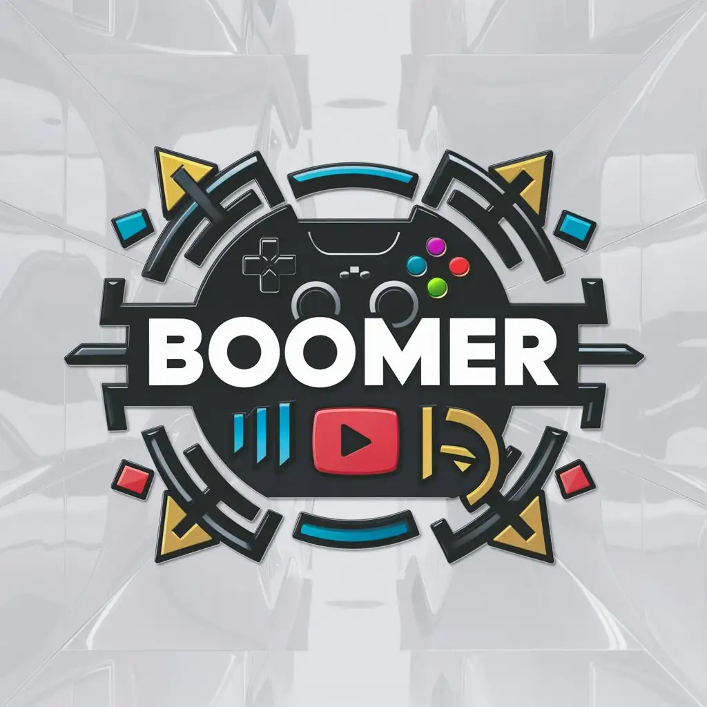 a logo design,with the text "Boomer", main symbol:Gaming, youtube,Moderate,clear background