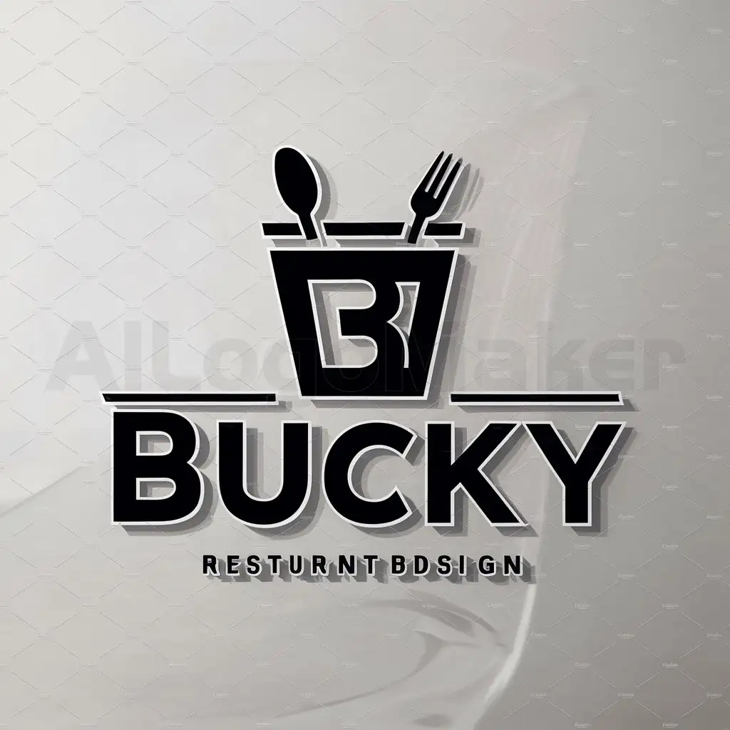LOGO-Design-For-Bucky-Dynamic-Food-Bucket-Emblem-for-Restaurant-Branding