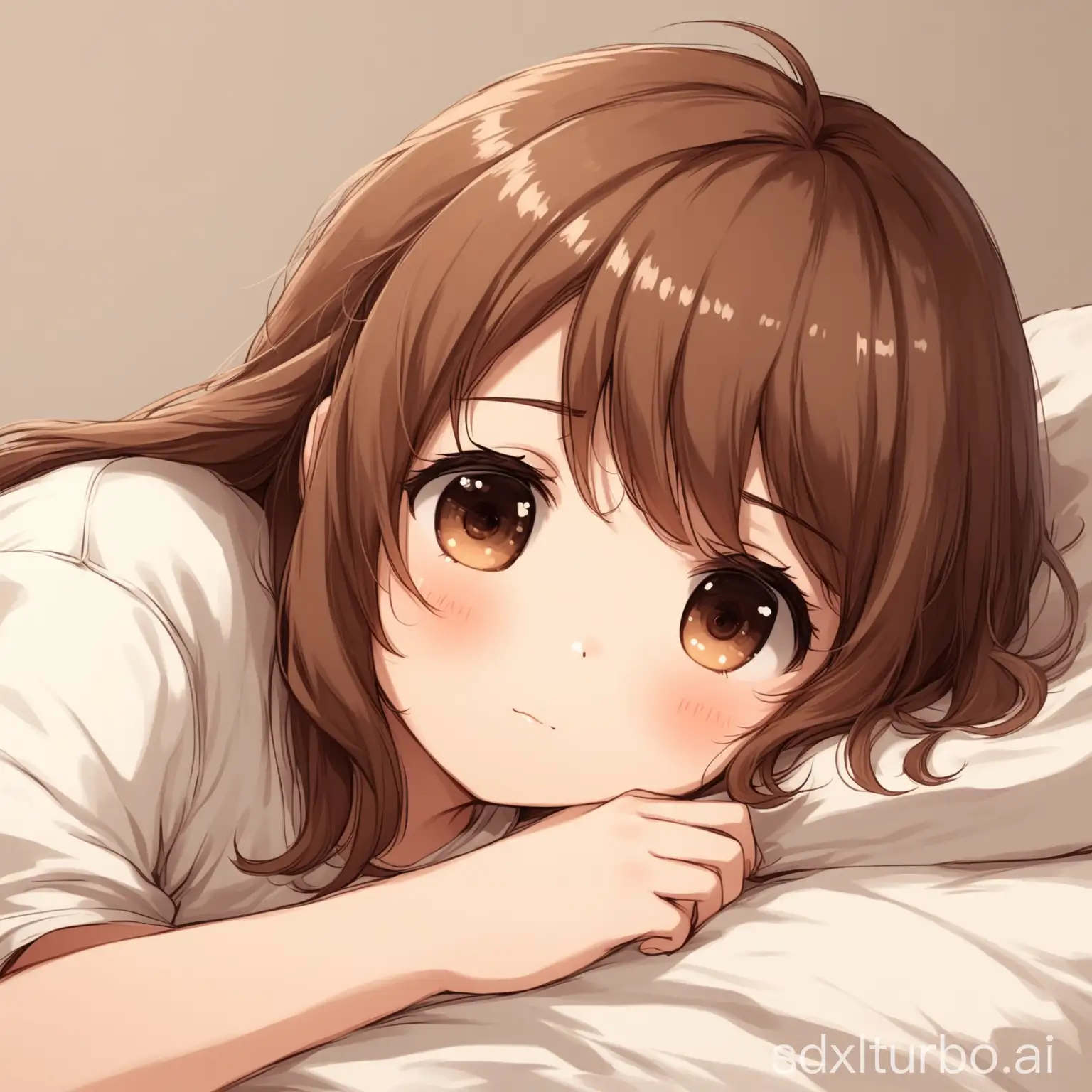 a cute brown-haired lazy girl
