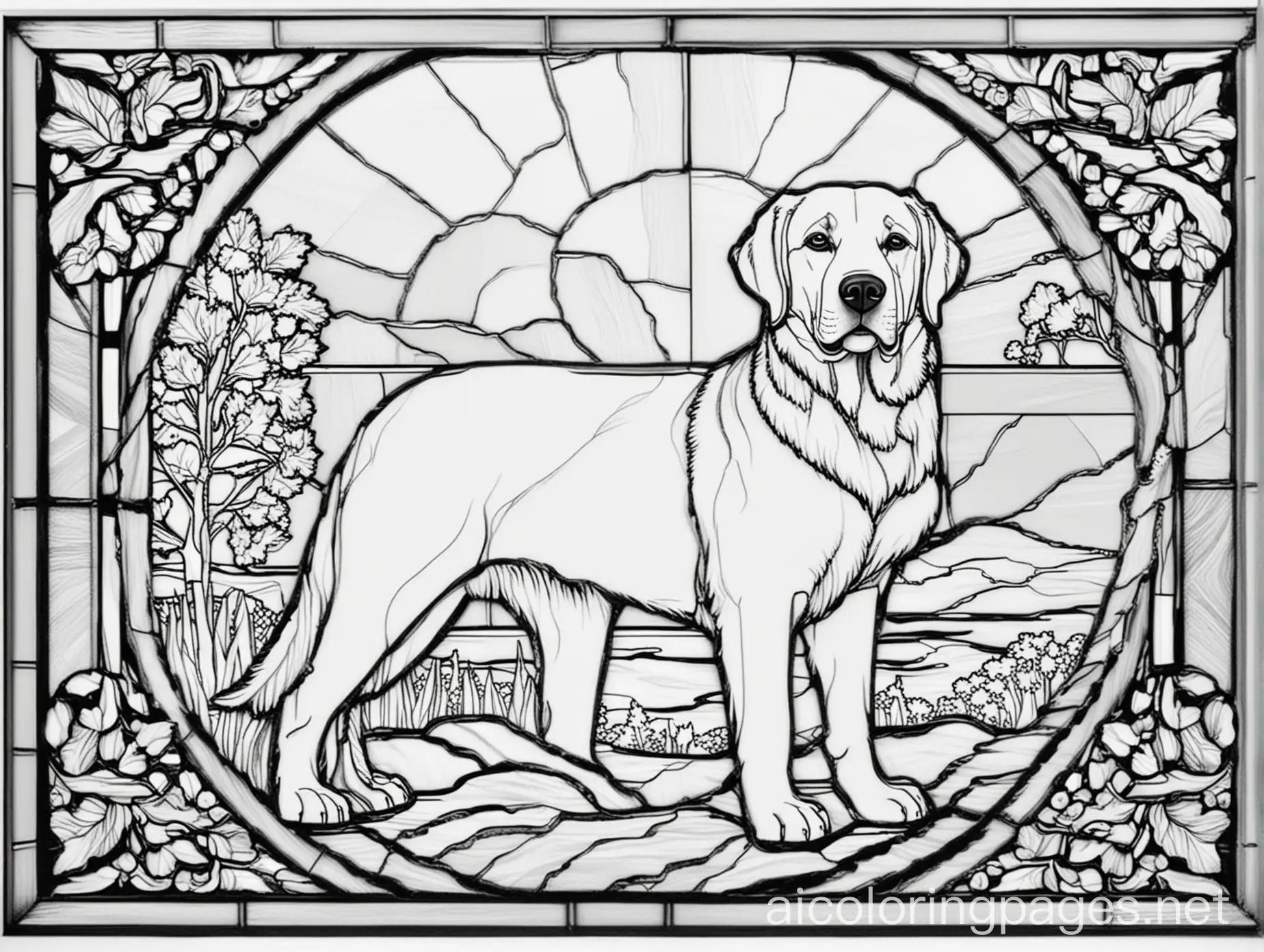 Golden-Labrador-Stained-Glass-Window-Coloring-Page-for-Kids