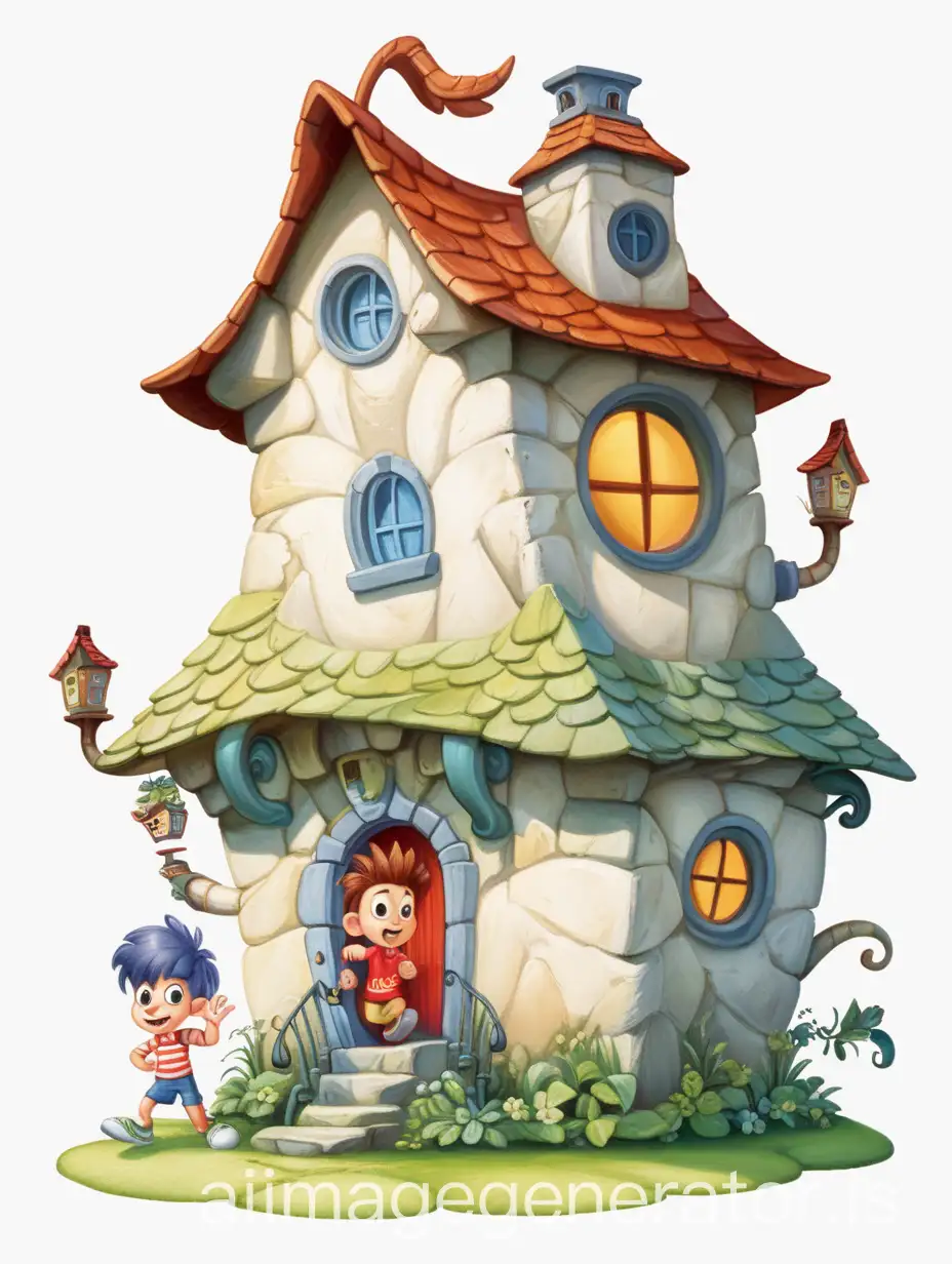 The little monster's house, a cartoon character, white background