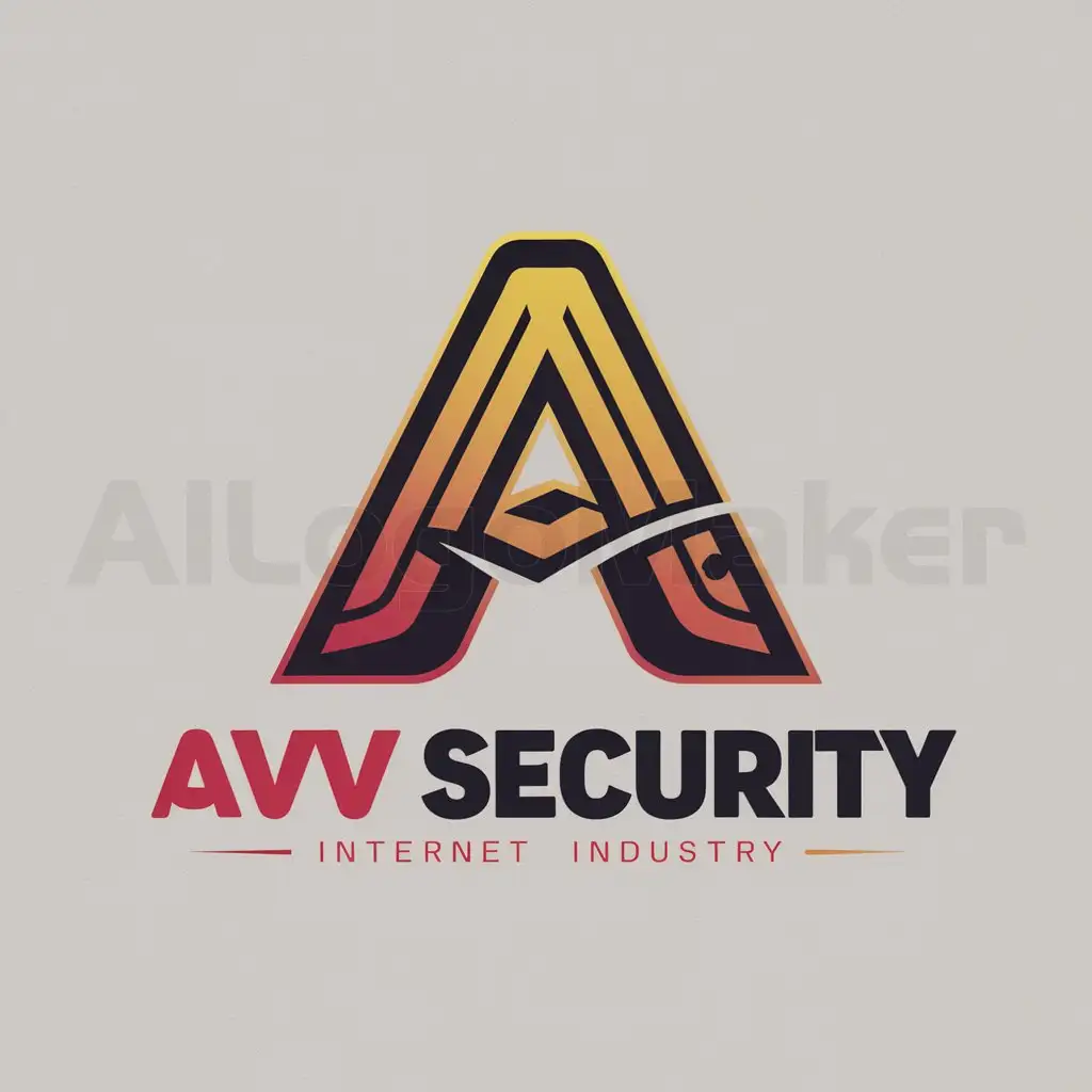 a logo design,with the text "AVV Security", main symbol:A modern font style of letter A, incorporating depth and cybersecurity elements, in a punk color scheme, suitable for use in the Internet industry, with a clear background,Moderate,be used in Internet industry,clear background