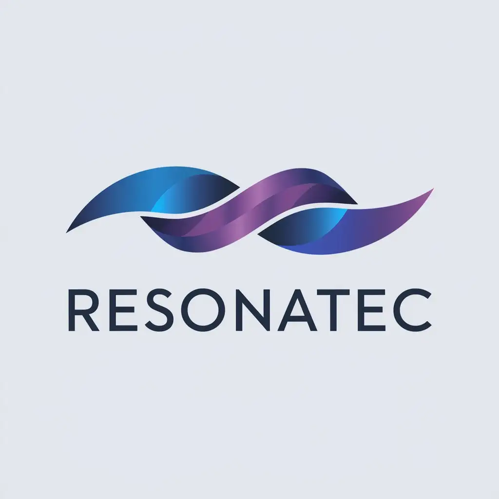 a logo design,with the text "RESONATEC", main symbol:waves,Moderate,be used in Technology industry,clear background