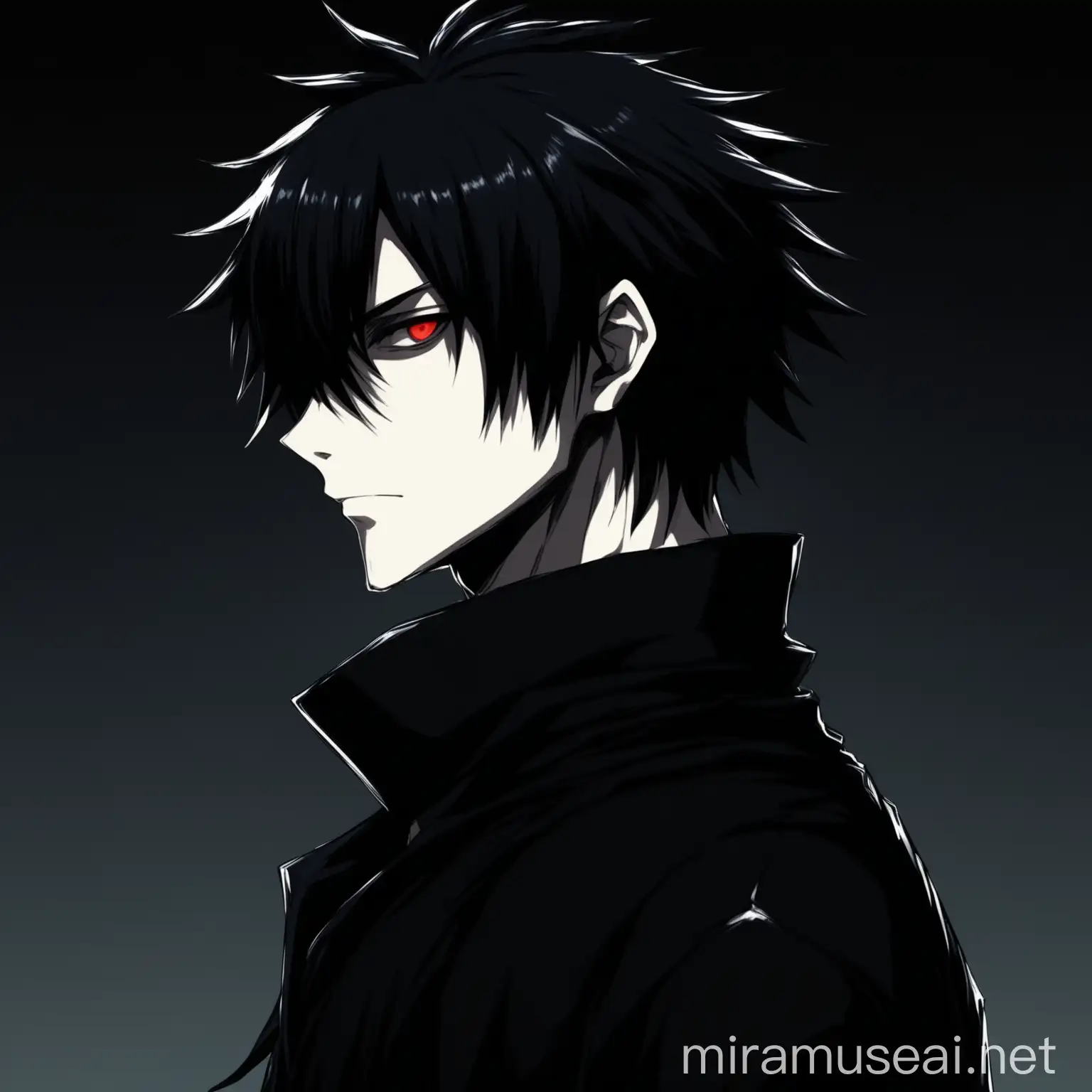 Cool but dark anime guy profile picture.