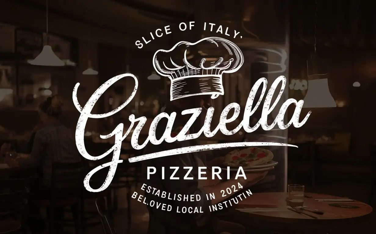Sketching Graziella Pizzeria Logo Italian Colors and Cozy Restaurant Atmosphere