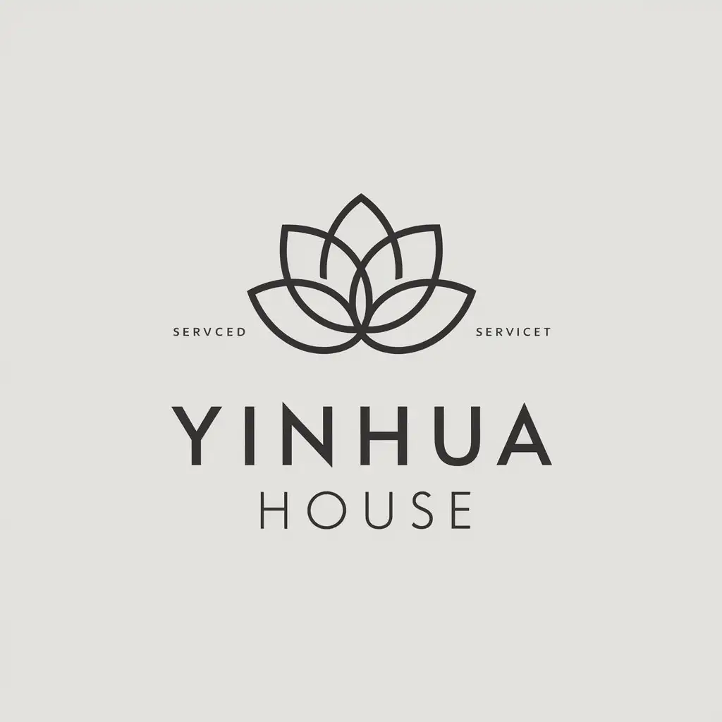a logo design,with the text "Yinhua House", main symbol:flower,Moderate,be used in serviced industry,clear background