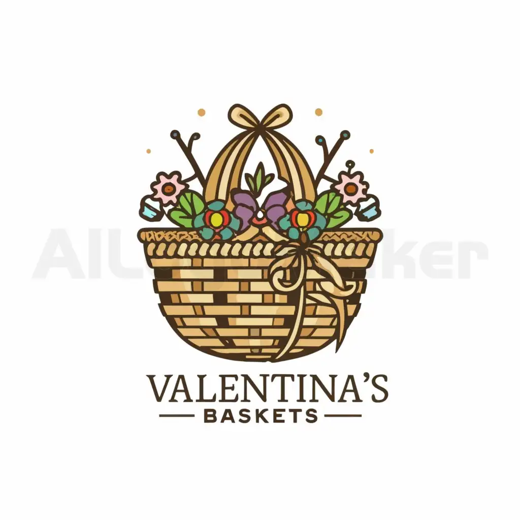 LOGO-Design-For-Valentinas-Baskets-Elegant-Woven-Basket-Emblem-on-Clear-Background