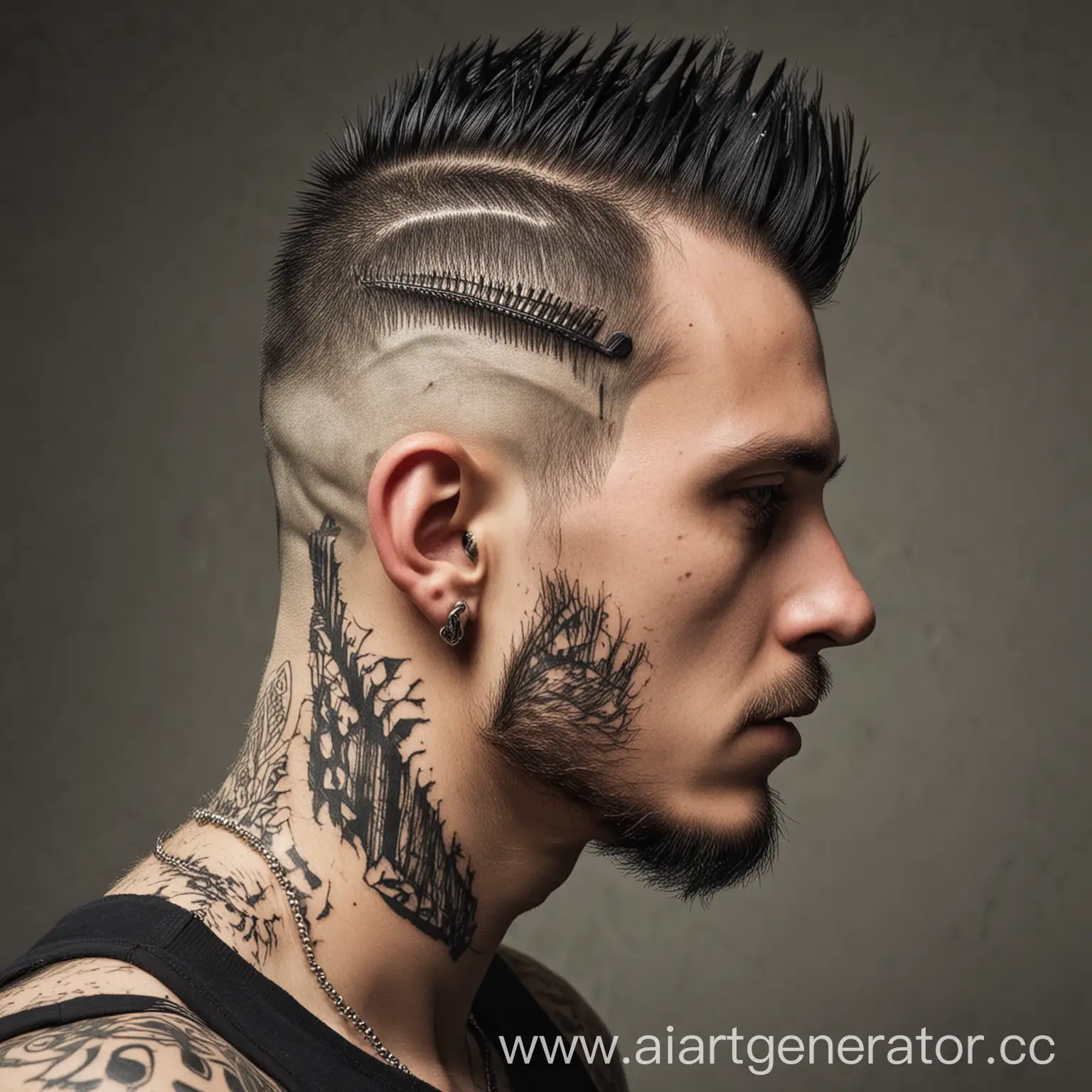 Punk-Man-with-Tattoo-Combing-Hair