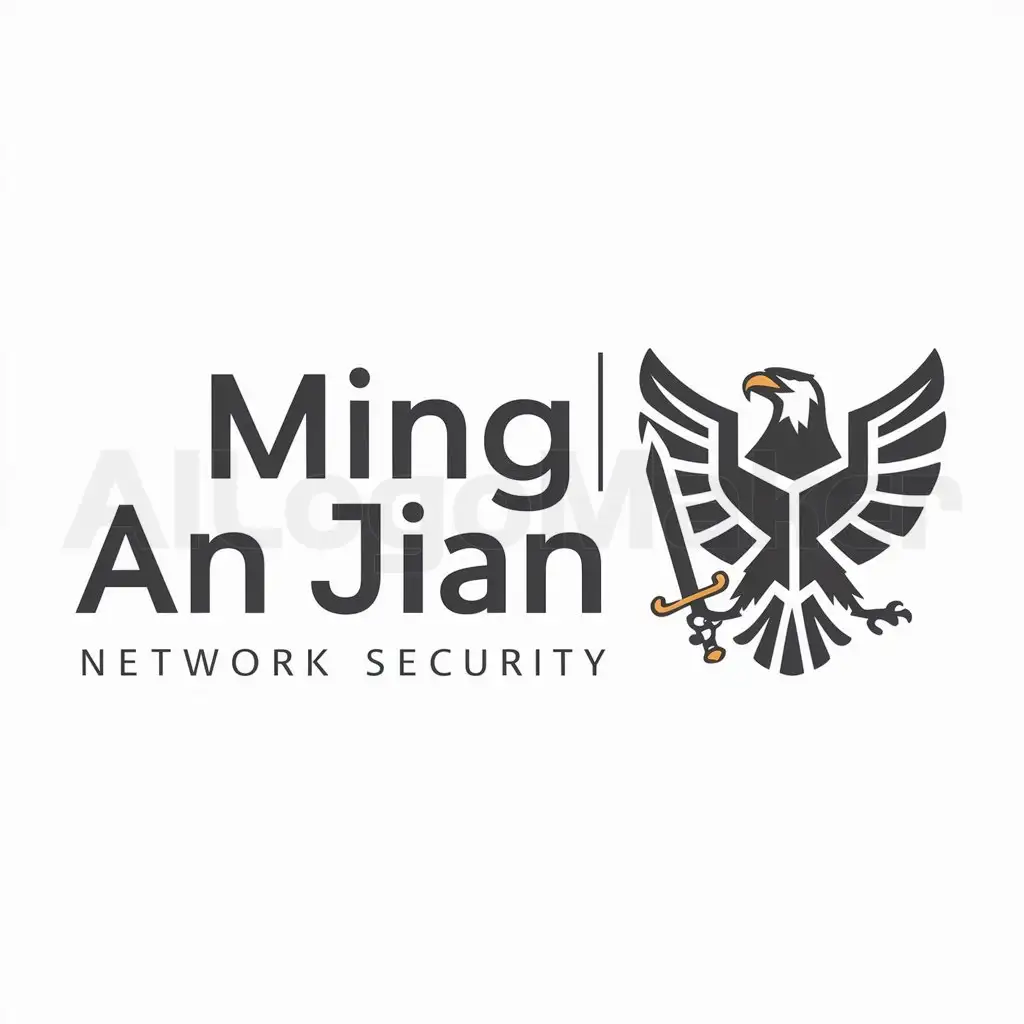 a logo design,with the text "Ming An Jian", main symbol:eagle/sword,Moderate,be used in network security industry,clear background