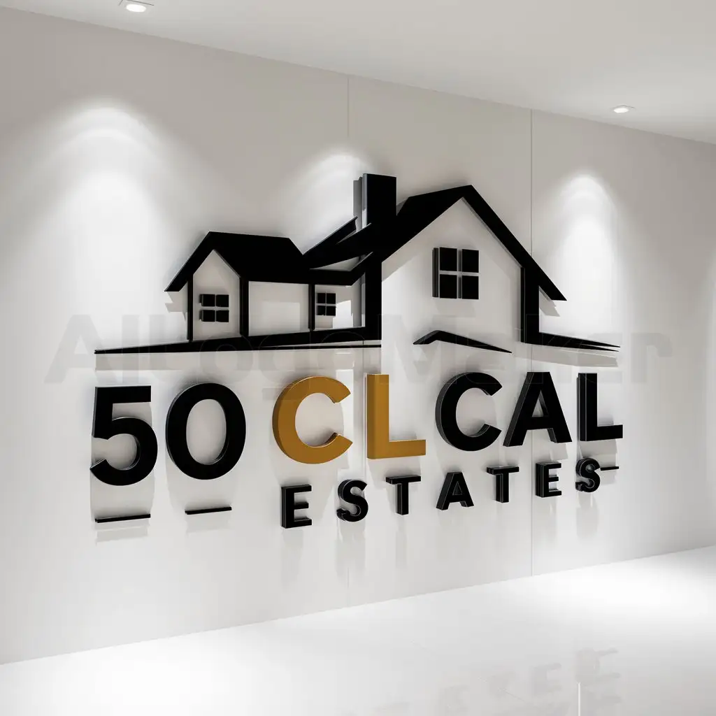 a logo design,with the text "50 Cal Estates", main symbol:big house,Moderate,be used in Real Estate industry,clear background