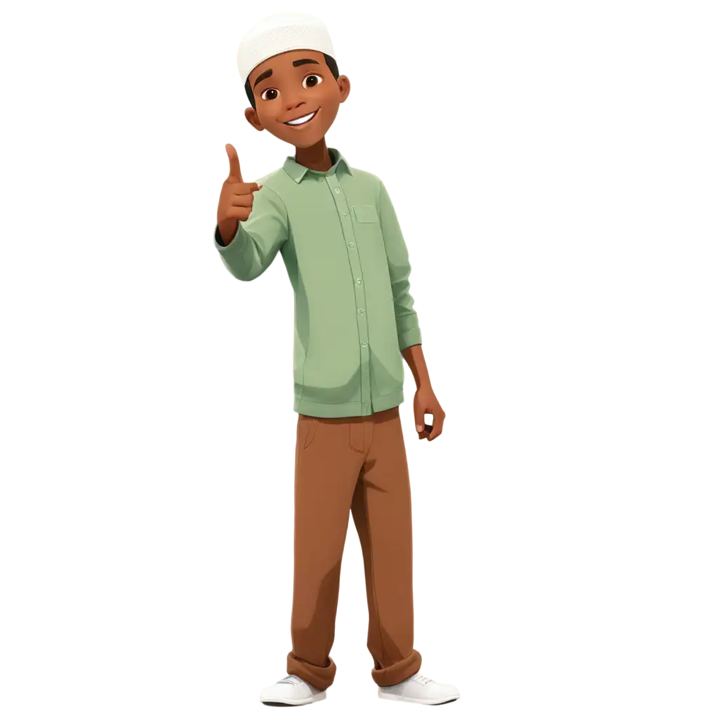muslim boy greeting vector in cartoon