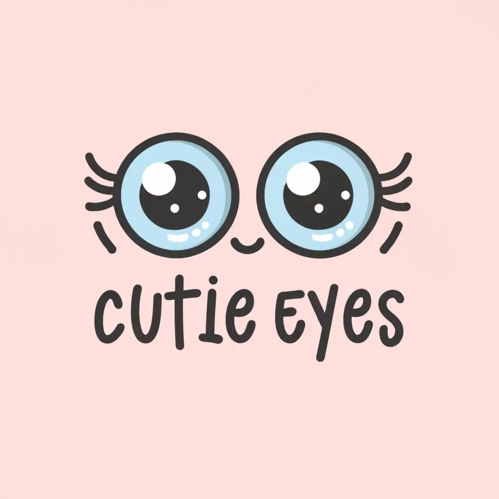 a logo design,with the text "cutie eyes", main symbol:incorporate cute, cartoonish eyes with eyelashes, possibly in pastel colors like pink or baby blue. This could evoke a sense of innocence and charm.,Moderate,be used in clay business industry,clear background