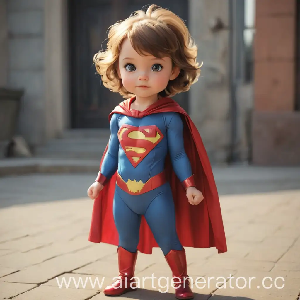 маленький ребёнок девочка, в костюме супергероя