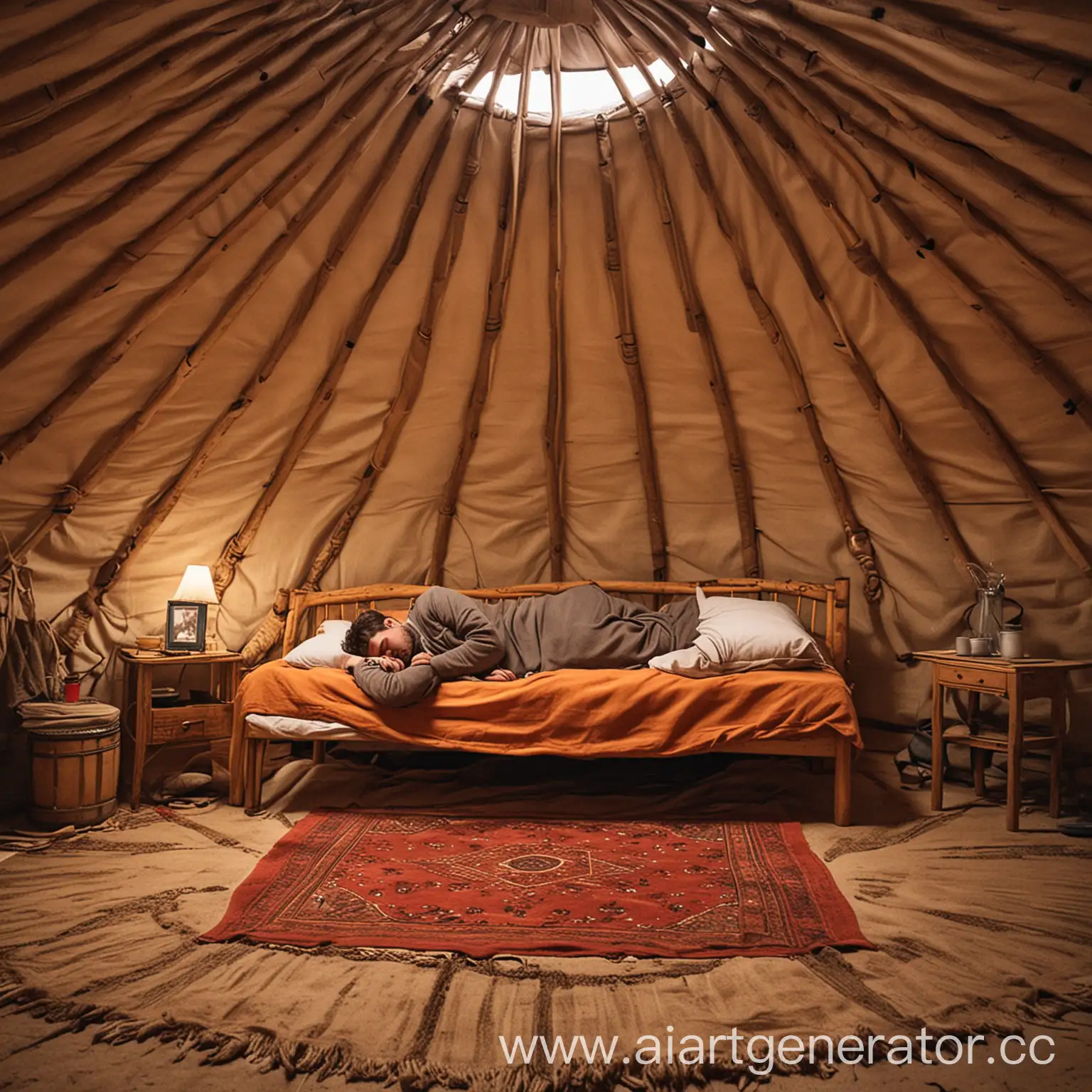 Peaceful-Slumber-Sleeping-Man-in-a-Traditional-Yurt