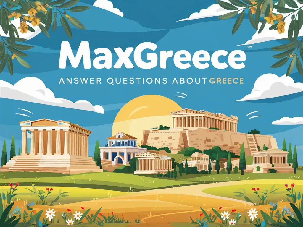 Придумай фон для приложения "MaxGreece", где нужно ответить на вопросы по Греции