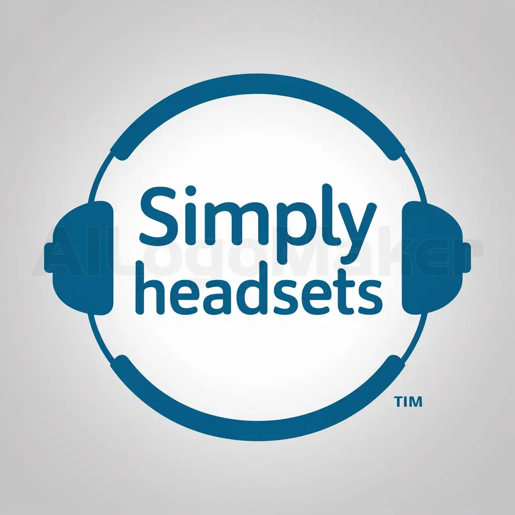 a logo design,with the text "Simply Headsets", main symbol:a logo design,with the text 'Simply Headsets', main symbol: Simply Headsets logo design, a headset surrounding the logo name, blue color, circle, no trademark symbol,complex,be used in headset industry,clear background,complex,be used in audio industry,clear background