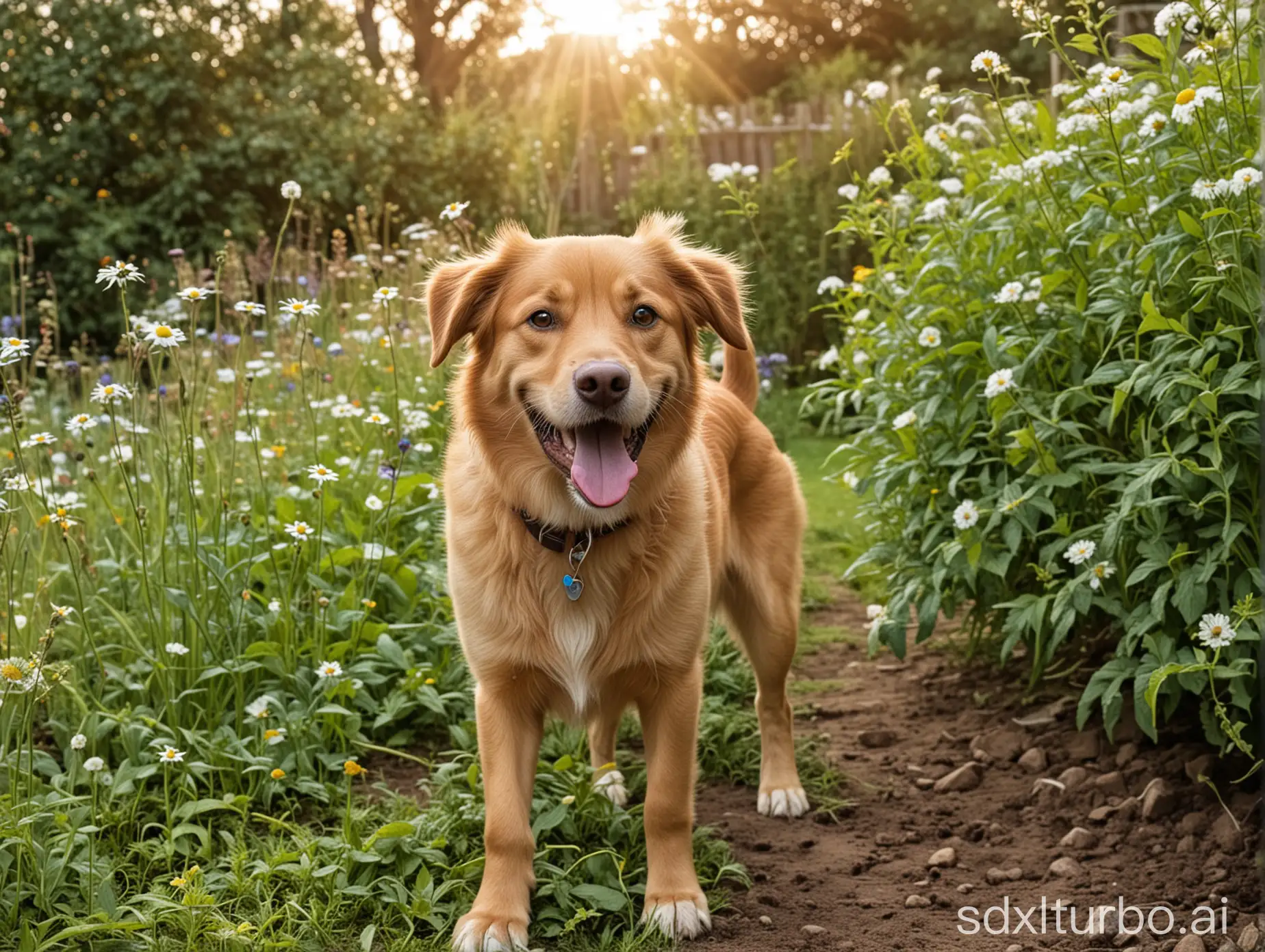 Joyful-Canine-Enjoying-Sunshine-in-the-Garden