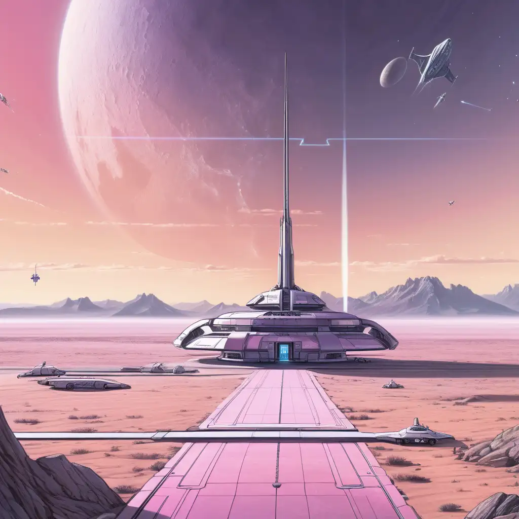 Serene Dawn Landing Area on Elysium Prime Comic Book Illustration
