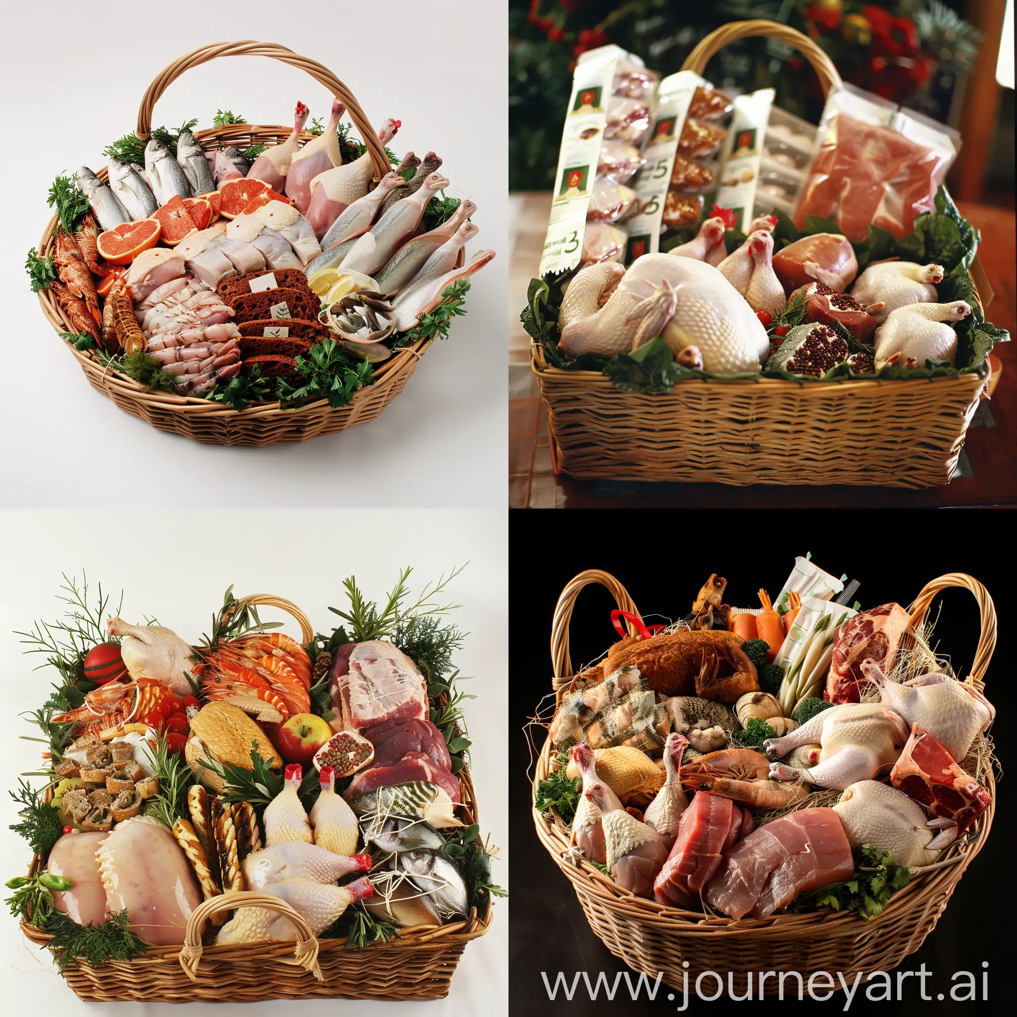 Photo of a basket full of poultry and aquatic products