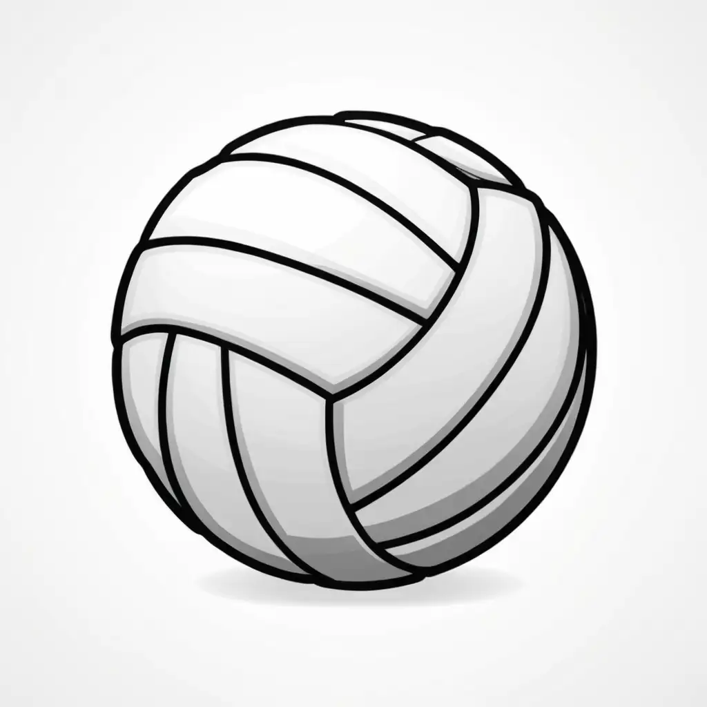 Simple Vector Cartoon White Volleyball Ball Sticker on White Background