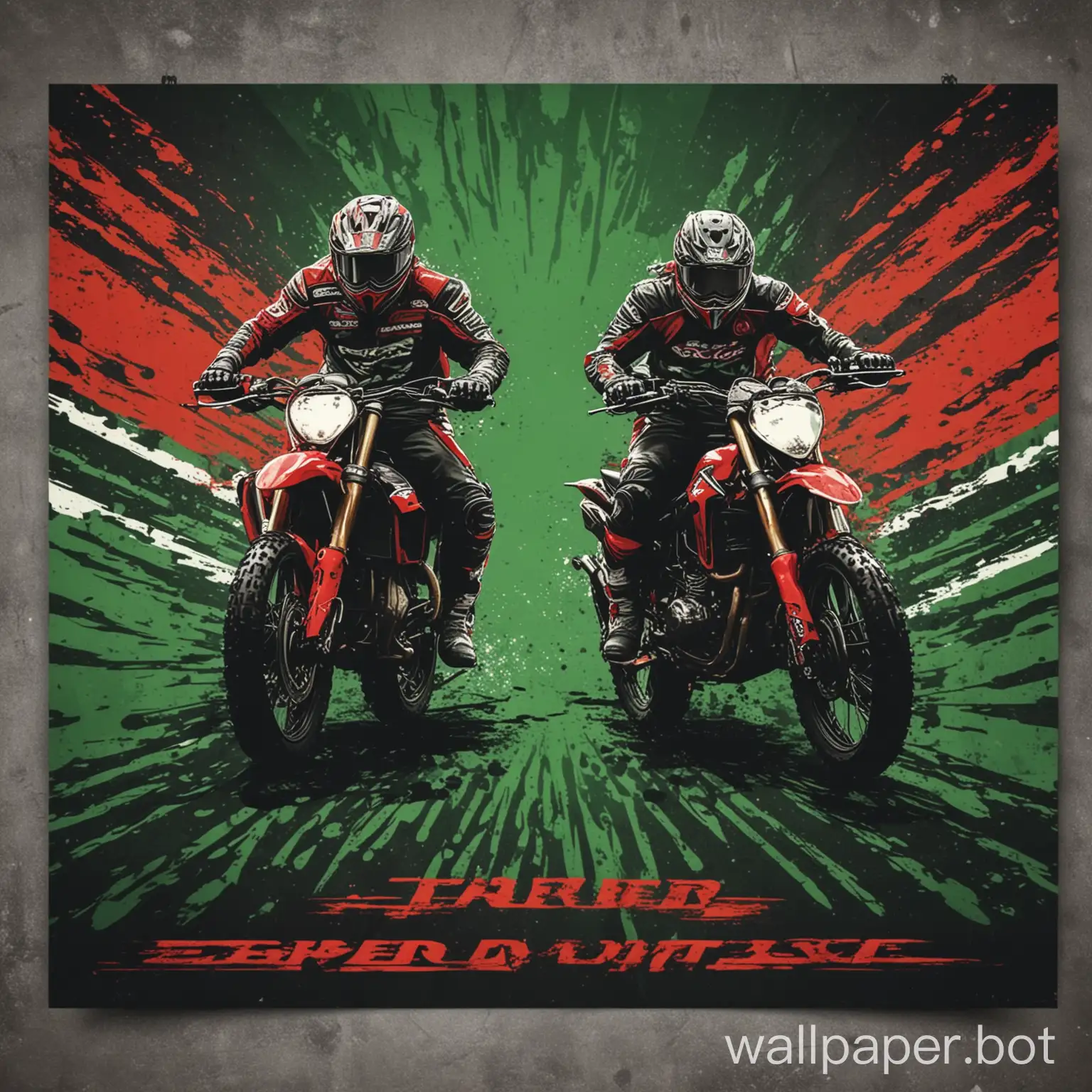 Vibrant-Moto-Race-Two-Bikers-Speeding-Through-Green-and-Red-Landscape