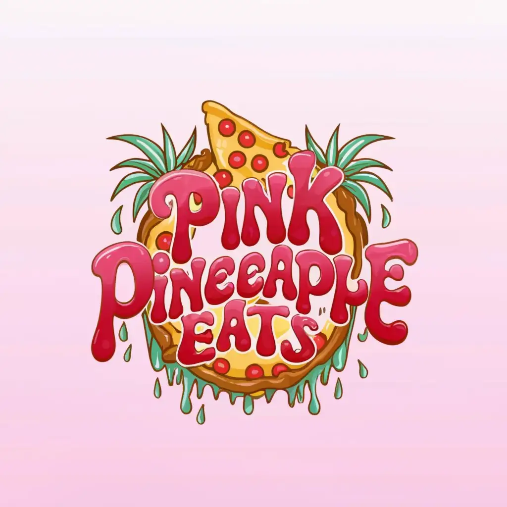 LOGO-Design-For-Pink-Pine-Apple-Eats-Tropical-Pizza-Burger-Fusion-with-Pink-Drips