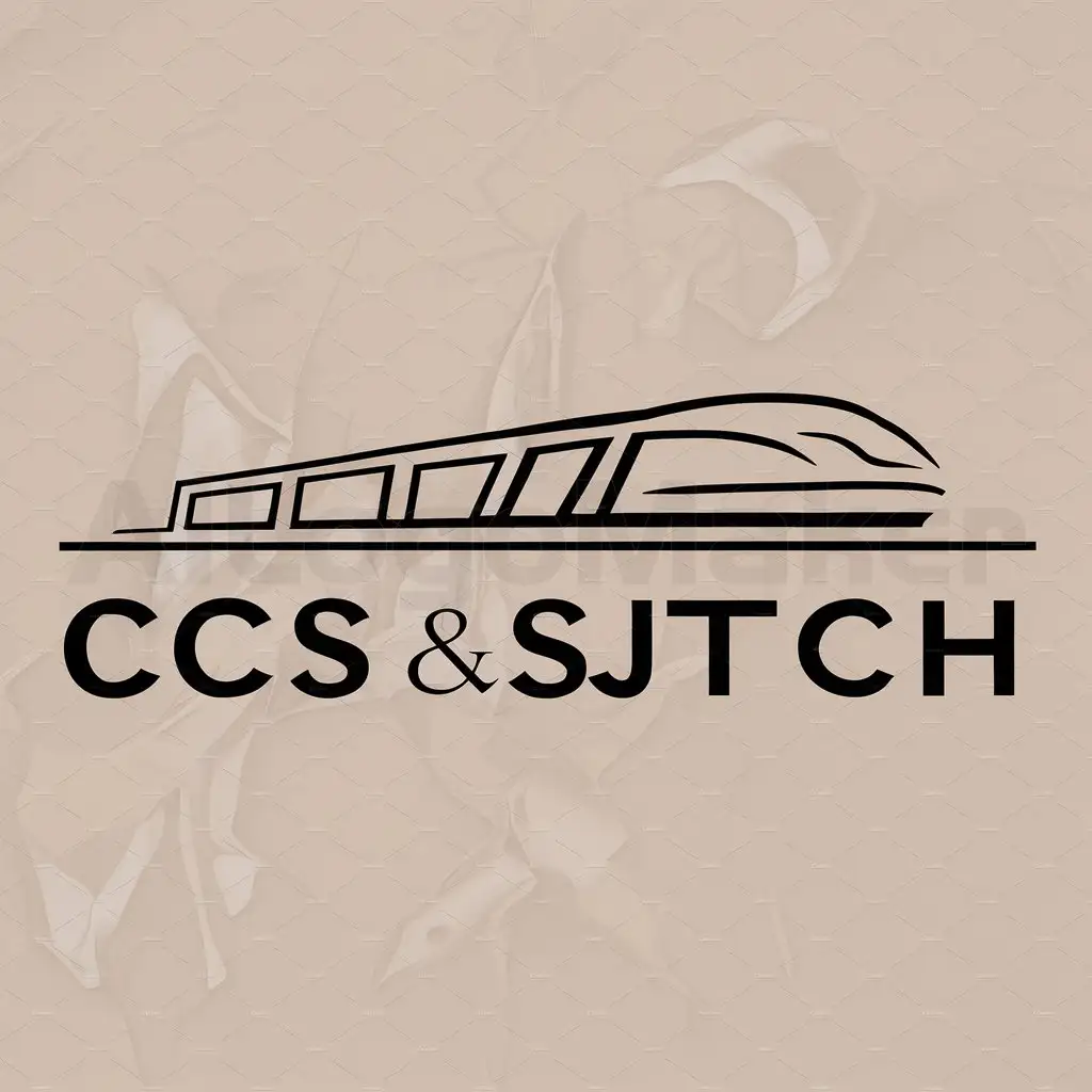 a logo design,with the text "CCS & SJTCH", main symbol:train, monorail,Moderate,be used in Automotive industry,clear background
