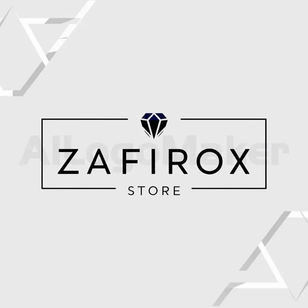 a logo design,with the text "ZAFIROX STORE", main symbol:A logo, representing a sapphire inside a rectangle with the name of the brand,Minimalistic,be used in Retail industry,clear background