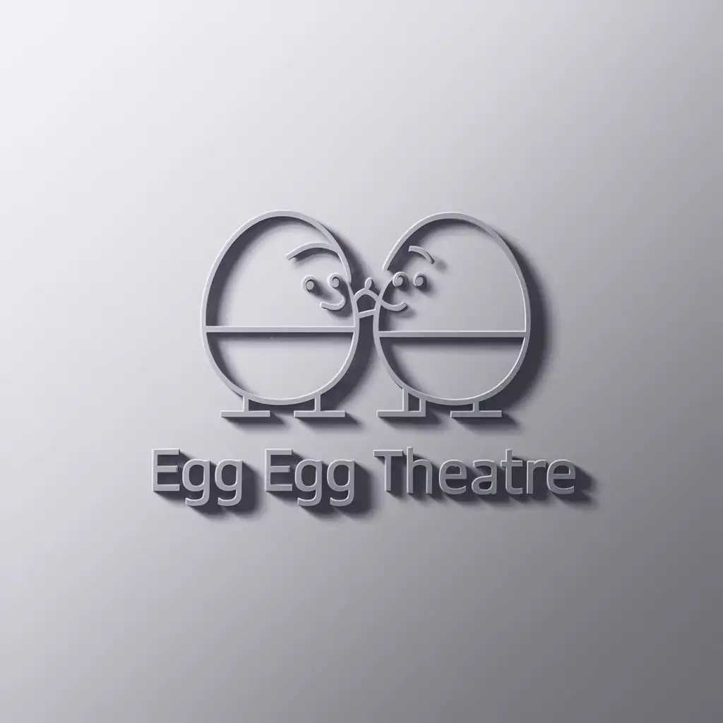 a logo design,with the text "Egg Egg Theatre", main symbol:two eggs/cartoon/humorous/cute/gender/3D,Minimalistic,be used in Technology industry,clear background