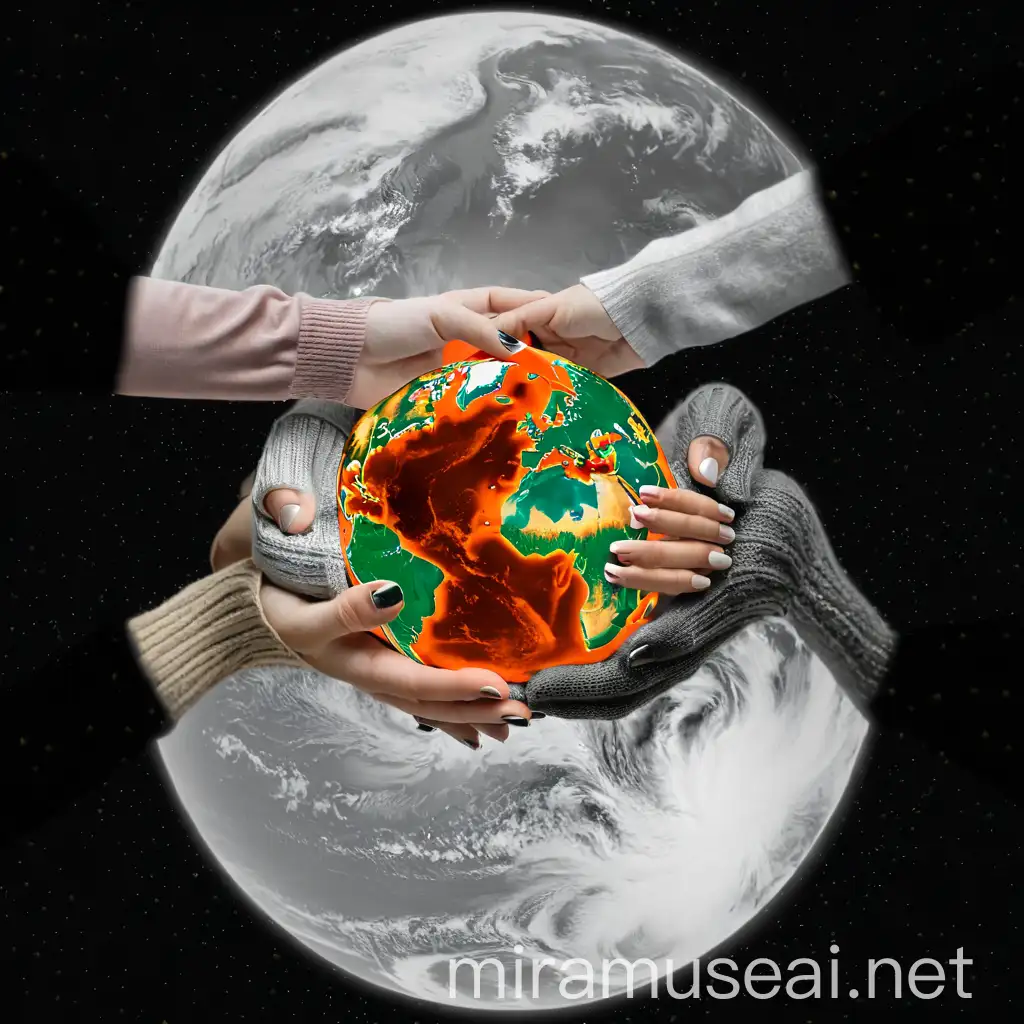 Three Womens Hands Holding Up One Earth