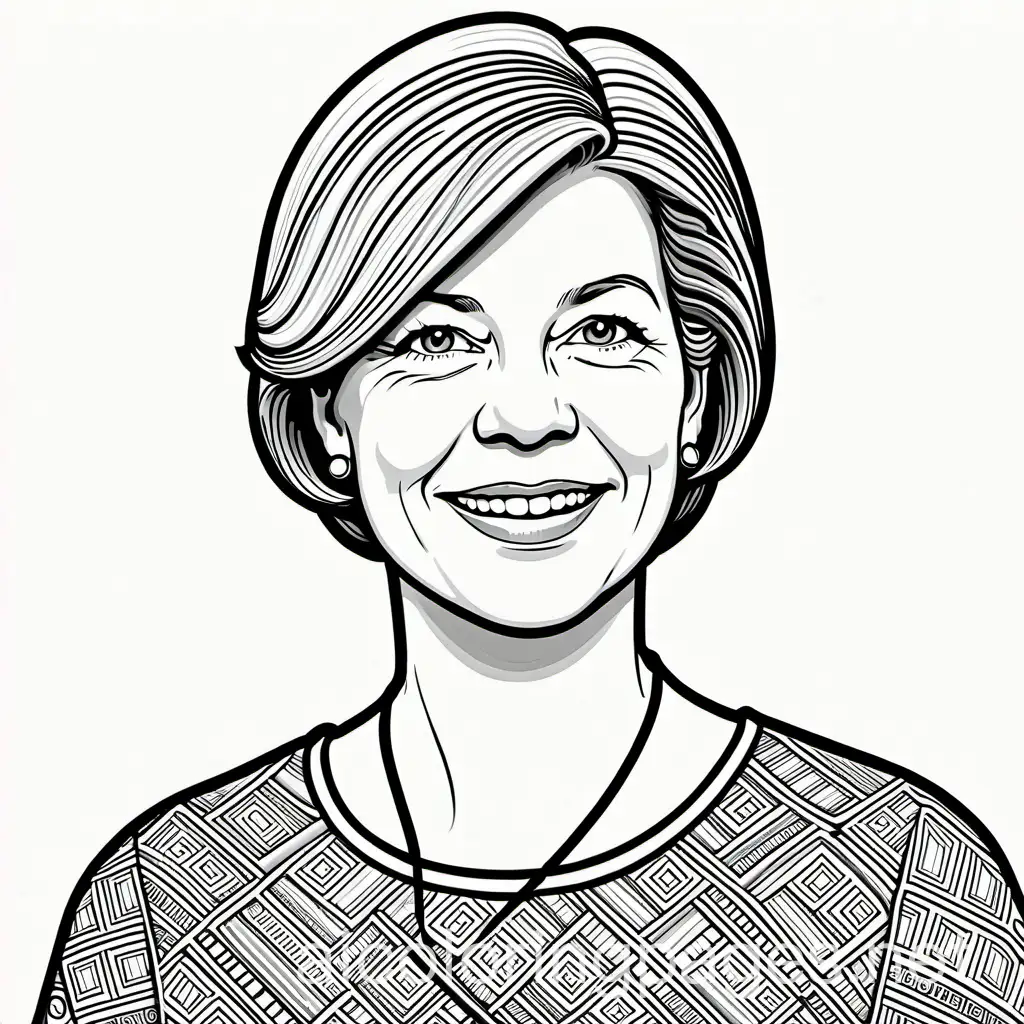 Tammy Baldwin, Coloring Page, black and white, line art, white background, Simplicity, Ample White Space. The background of the coloring page is plain white to make it easy for young children to color within the lines. The outlines of all the subjects are easy to distinguish, making it simple for kids to color without too much difficulty