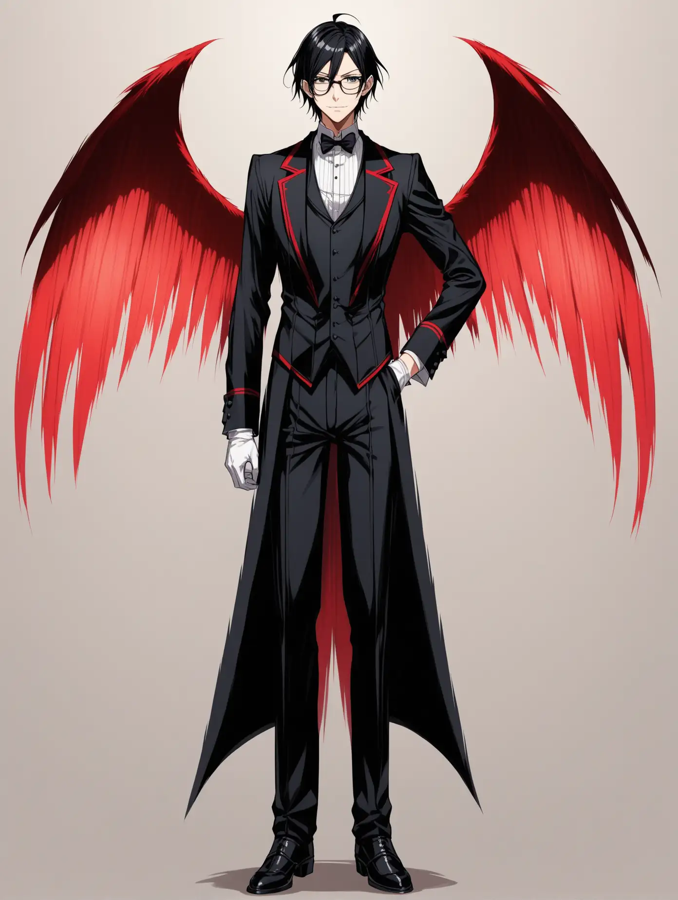 Elegant-Butler-with-Red-Streaks-in-Hair-and-Black-Tailcoat