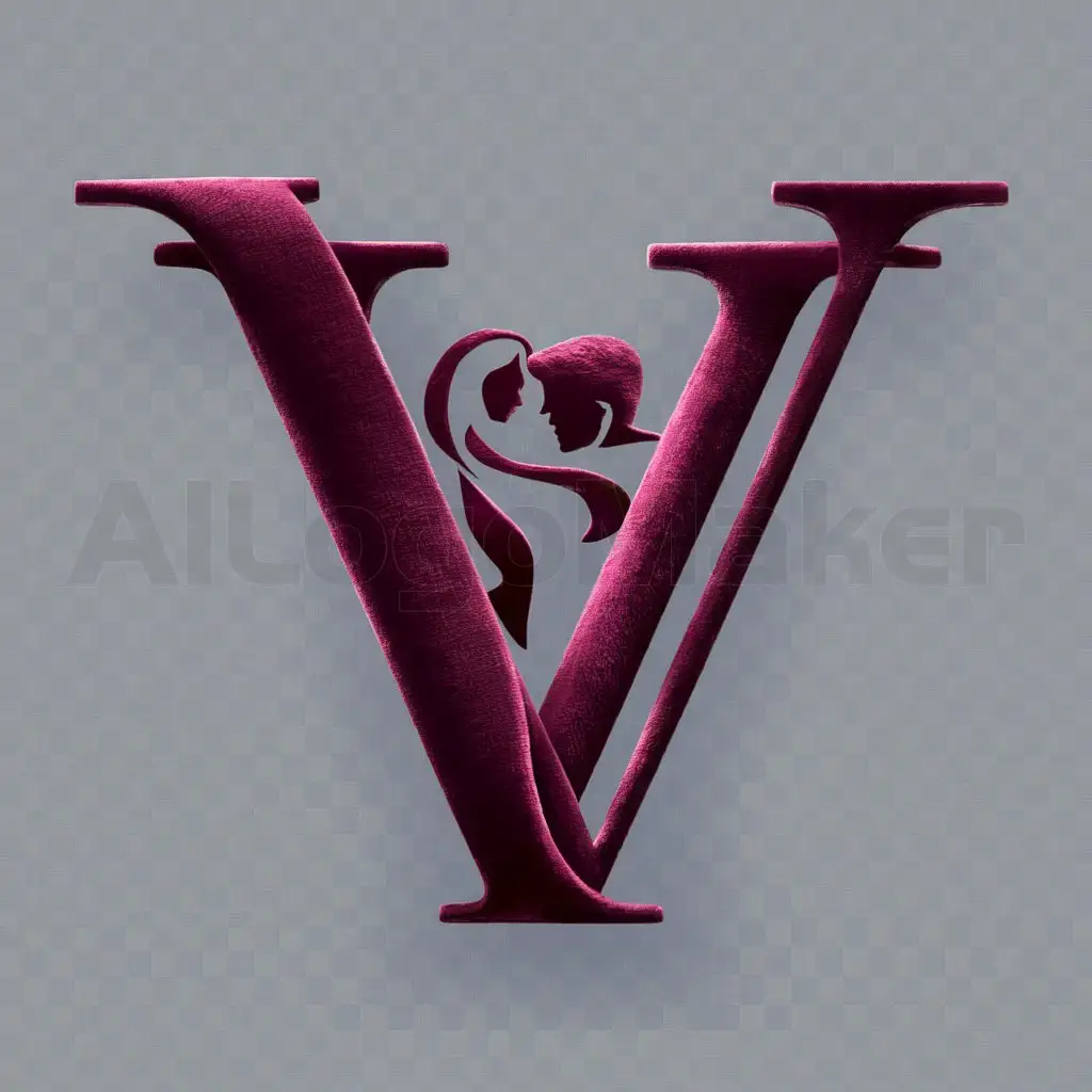 LOGO-Design-for-Club-Luxurious-Velvet-V-with-Intertwined-Figures-in-Deep-Burgundy