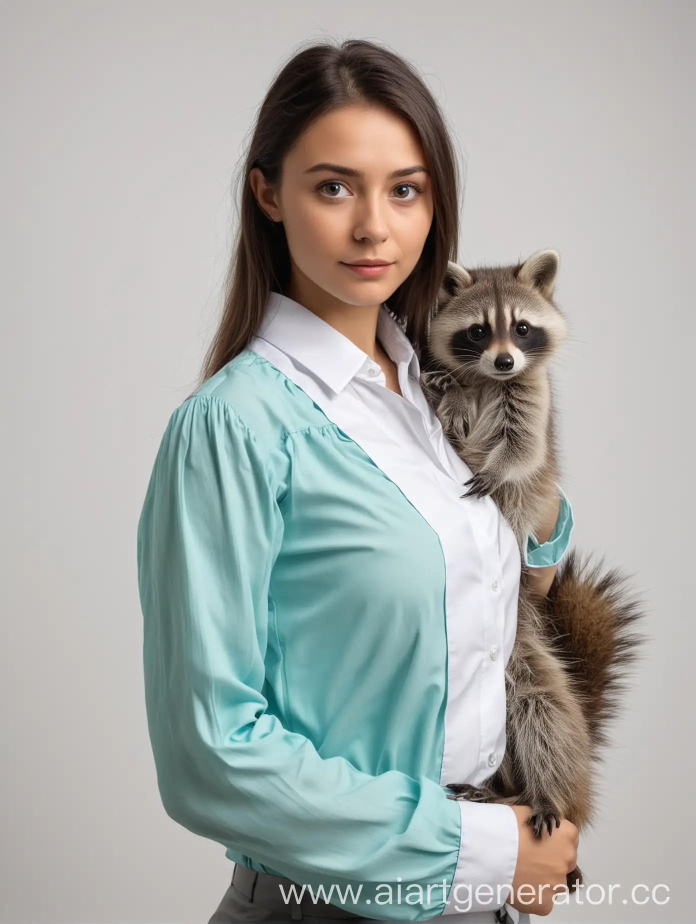 Intelligent-Graduate-Teacher-Lawyer-in-Turquoise-Shirt-with-Raccoon-Print