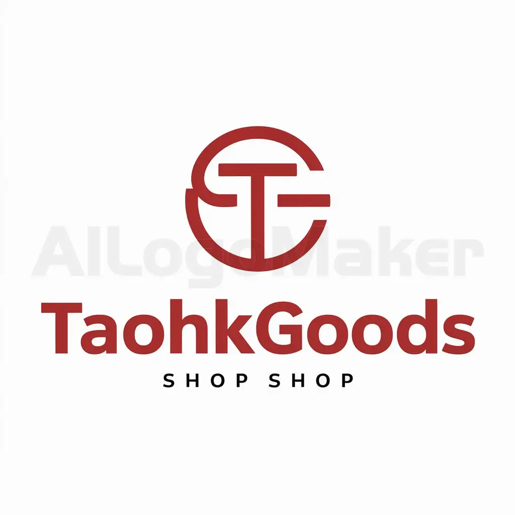 a logo design,with the text "taohkgoods", main symbol:red color font,Moderate,be used in shop industry,clear background