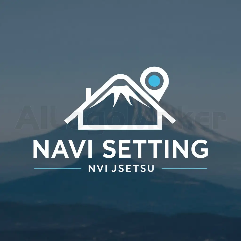 a logo design,with the text "navi setting", main symbol:Simple logo 'NVI JŪSETSU' company name: A house as a motif, the faint blue represents the sky and can also be seen as Mt. Fuji, while a slightly darker blue represents Mt. Fuji and the house with an accent of NVI's image of a map pin inserted; below is the company name.,Moderate,be used in Others industry,clear background
