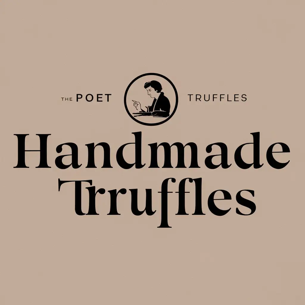 a logo design,with the text "Handmade truffles", main symbol:Poet writes something,Moderate,clear background