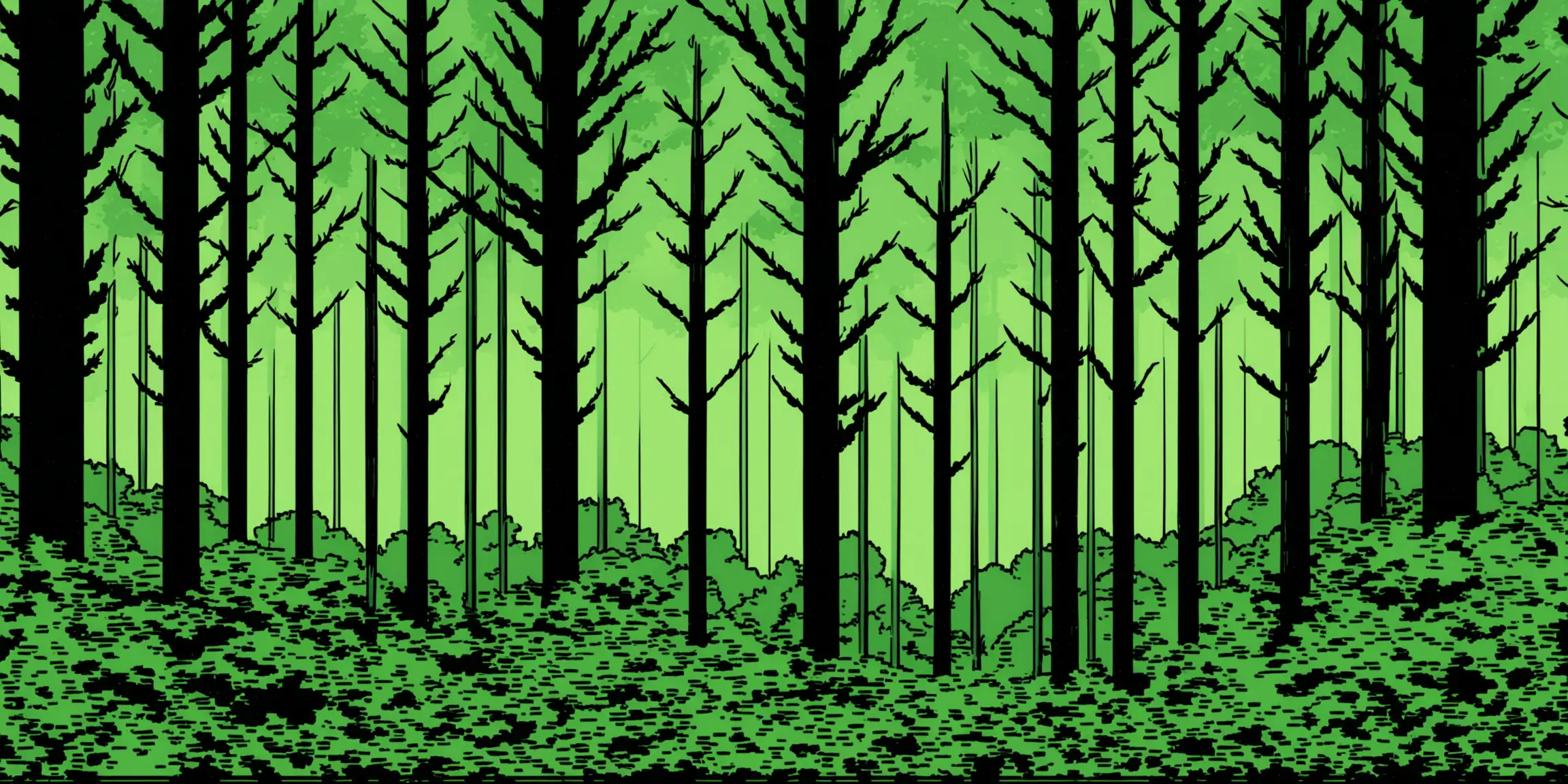 Comic book style:  A forest.  Flat profile