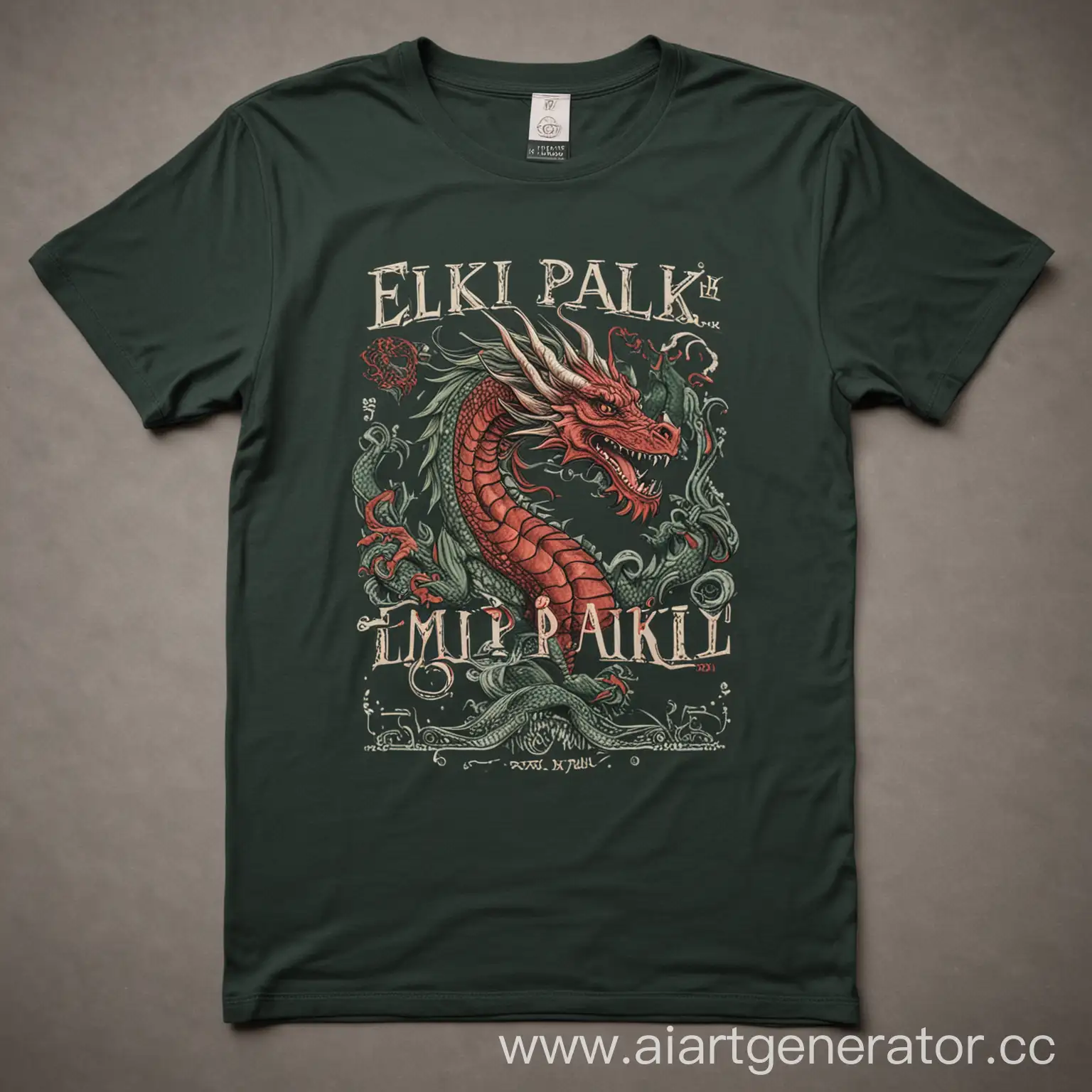 Dragon-Print-TShirt-with-Elki-Palki-Inscription