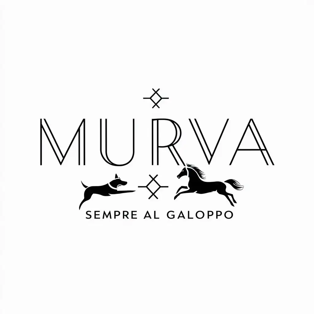 Linear MurVA Logo with Horse and Dog Always on the Gallop