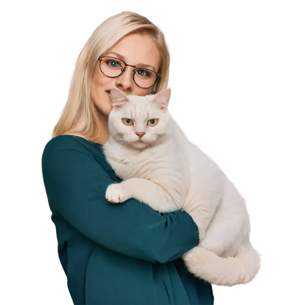 British-Cat-on-Blondes-Arms-HighQuality-PNG-Image-for-Online-Content