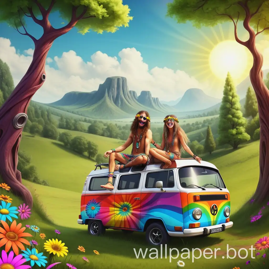 Joyful-Hippies-Embracing-Nature-in-a-Colorful-Landscape
