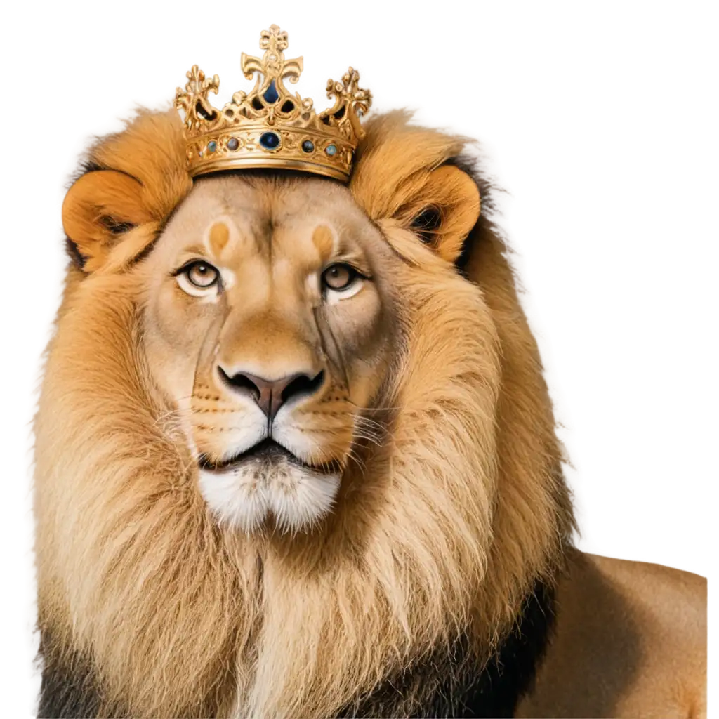 Seekor Singa memakai Mahkota raja berwibawa
