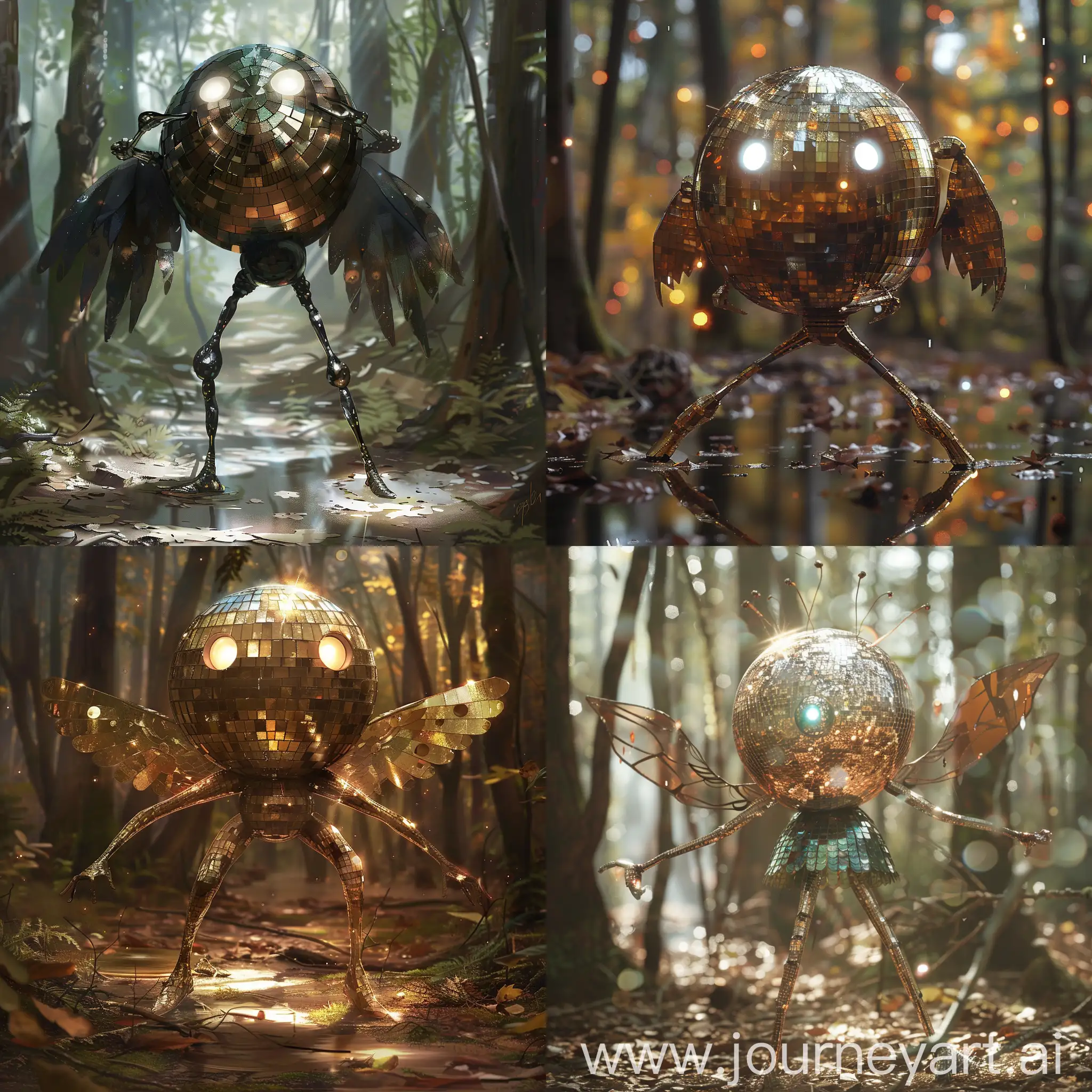 Enchanted-Disco-Ball-Person-Mascot-in-Fairy-Woods