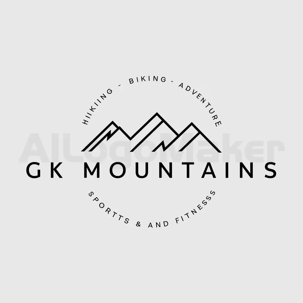a logo design,with the text "GK MOUNTAINS - HIKING - BIKING - ADVENTURE", main symbol:Circle Mountains,Minimalistic,be used in Sports Fitness industry,clear background