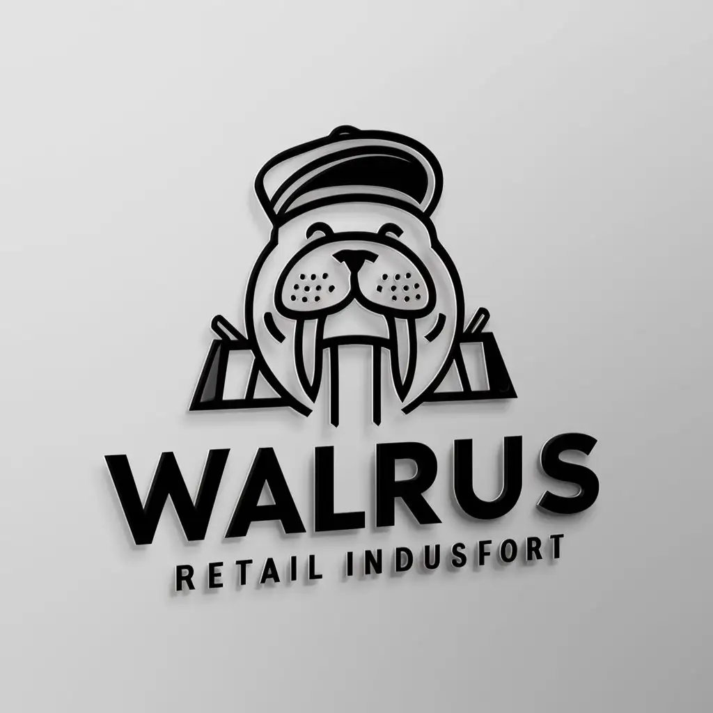 a logo design,with the text "walrus", main symbol:happy walrus,Moderate,be used in Retail industry,clear background