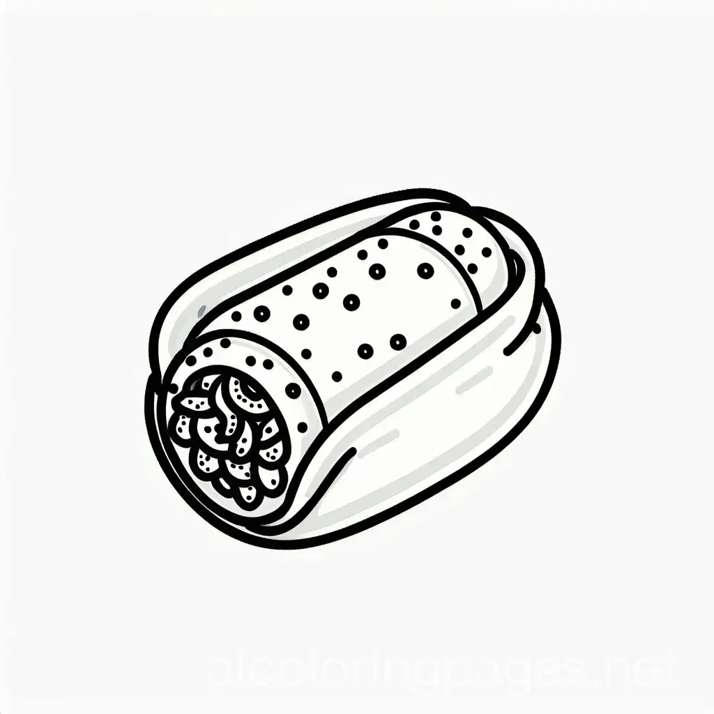 cute nd simple minimalistic  burrito coloring page, Coloring Page, black and white, line art, white background, Simplicity, Ample White Space