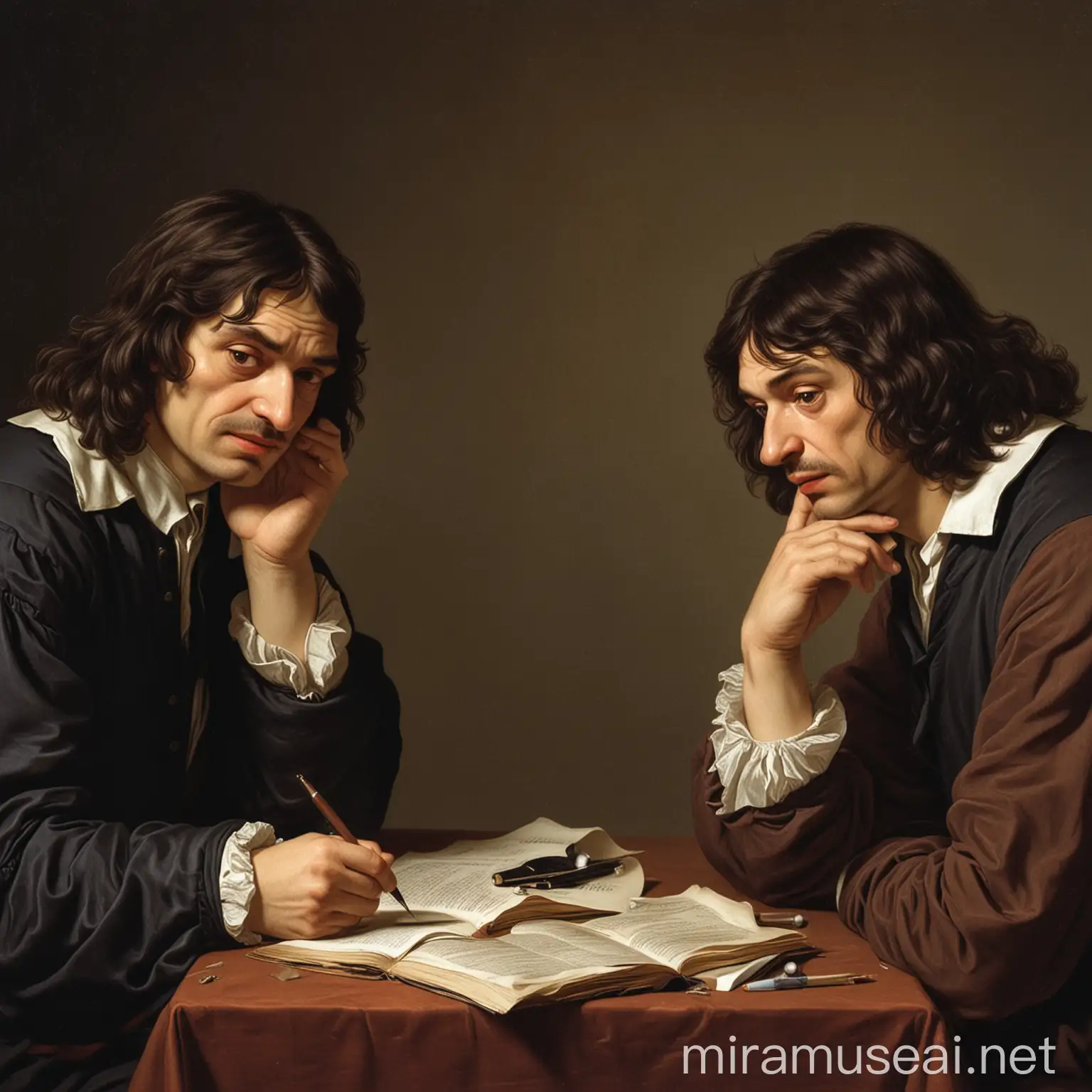 Philosopher Descartes in Mutual Doubt