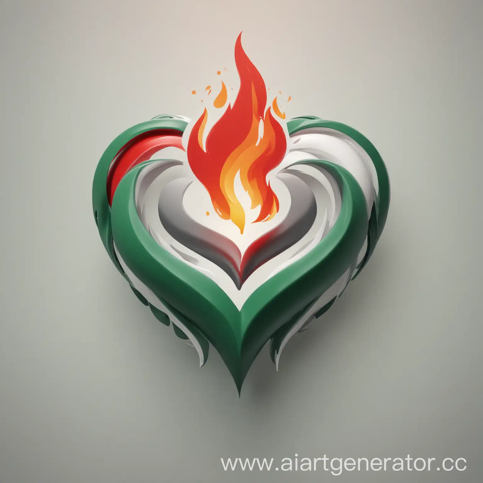 логотип стримерского канала в зеленых белых серых красных цветах ассоциация пламенное сердце