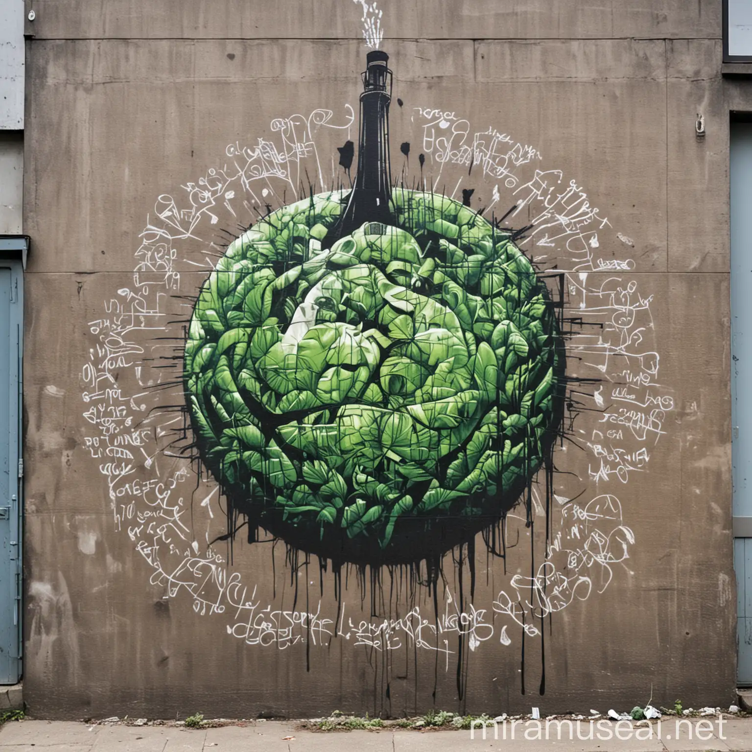 Urban Graffiti Art Depicting Sustainability in Vibrant Colors